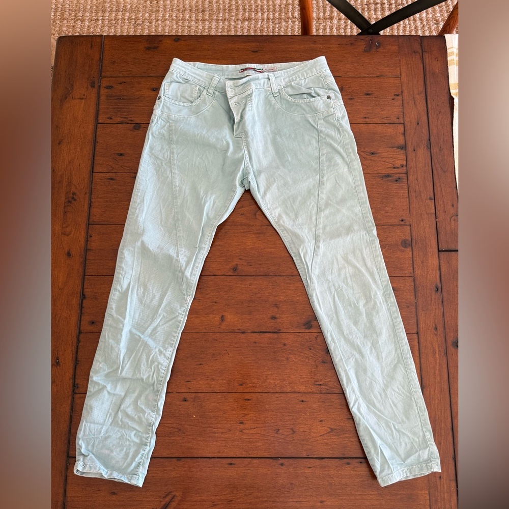 PLEASE Italian cotton skinny trousers size M in mint green ready for summer!
